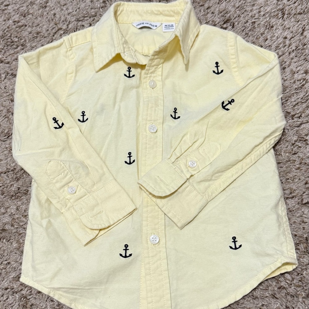 Janie and Jack Yellow Anchor Print Kids Shirt